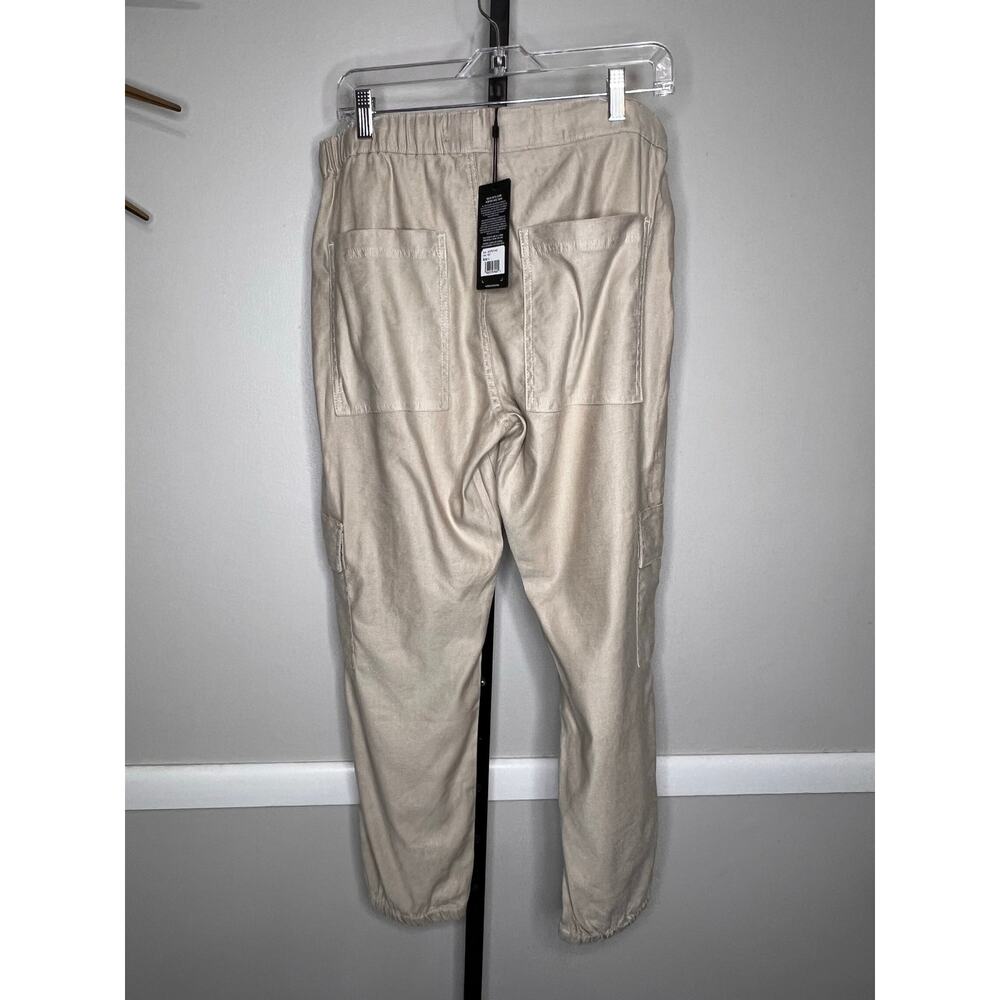 Hudson Cargo Jogger Pants Linen Lyocell Drawstring Beige Large NWT - Picture 4 of 11
